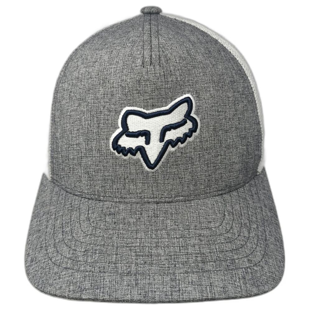Fox Head Trucker Hat Gray One Size Snapback Mesh Flexfit 110 Logo Heathered